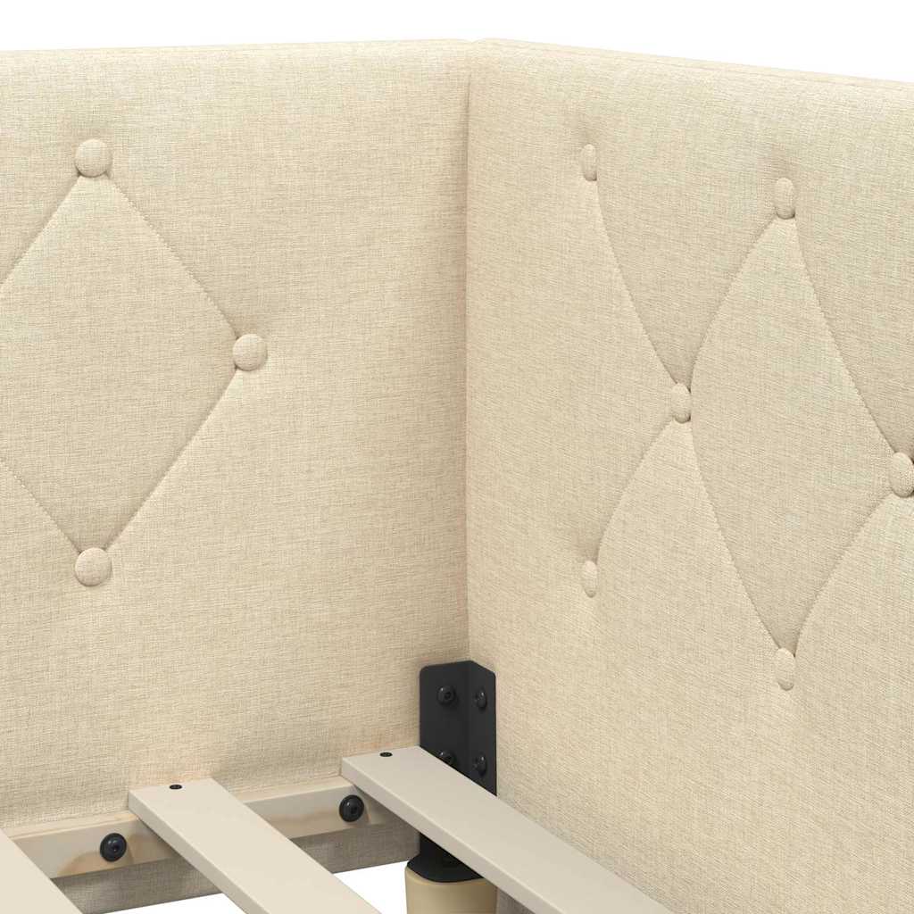 Cornice del letto ad angolo Crema 80 x 200 cm Tessuto | homemem39