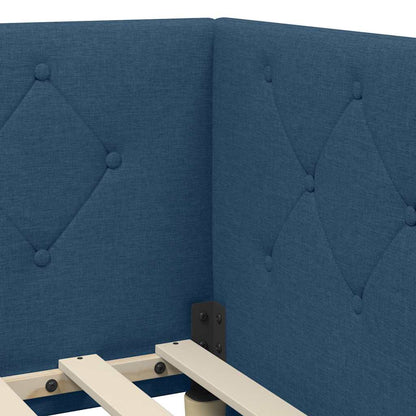 Cornice del letto ad angolo Blu 80 x 200 cm Tessuto | homemem39