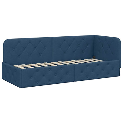Cornice del letto ad angolo Blu 80 x 200 cm Tessuto | homemem39