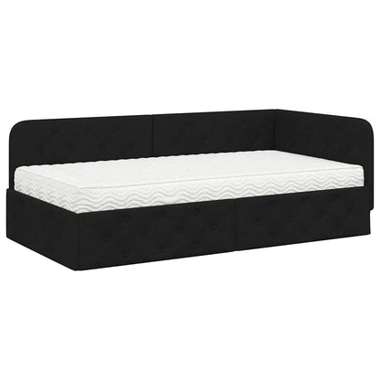 Cornice del letto ad angolo Nero 90 x 190 cm Tessuto | homemem39