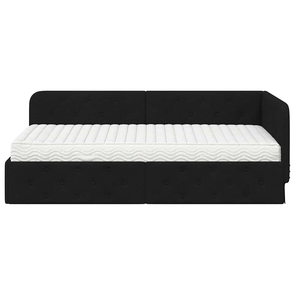 Cornice del letto ad angolo Nero 90 x 190 cm Tessuto | homemem39