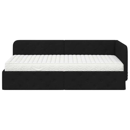 Cornice del letto ad angolo Nero 90 x 190 cm Tessuto | homemem39