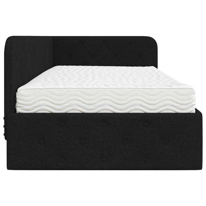 Cornice del letto ad angolo Nero 90 x 190 cm Tessuto | homemem39