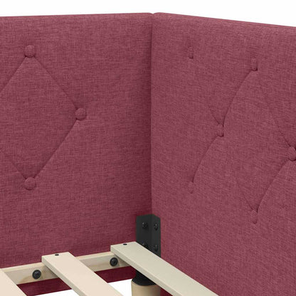 Cornice del letto ad angolo Rosso Vino 90 x 190 cm Tessuto | homemem39