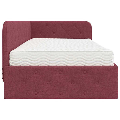 Cornice del letto ad angolo Rosso Vino 90 x 190 cm Tessuto | homemem39