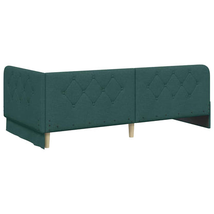 Cornice del letto ad angolo Verde Scuro 90 x 190 cm Tessuto | homemem39