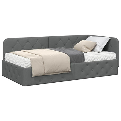 Cornice del letto ad angolo Grigio scuro 90 x 200 cm Tessuto | homemem39