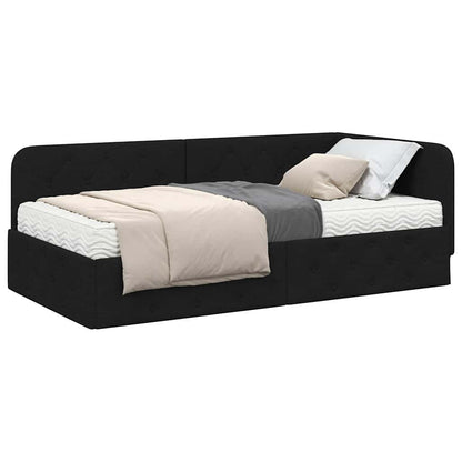 Cornice del letto ad angolo Nero 90 x 200 cm Tessuto | homemem39