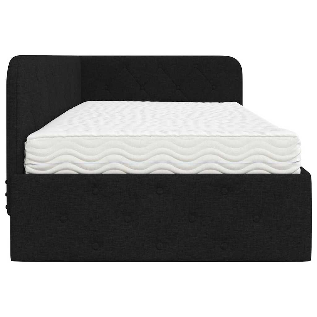 Cornice del letto ad angolo Nero 90 x 200 cm Tessuto | homemem39