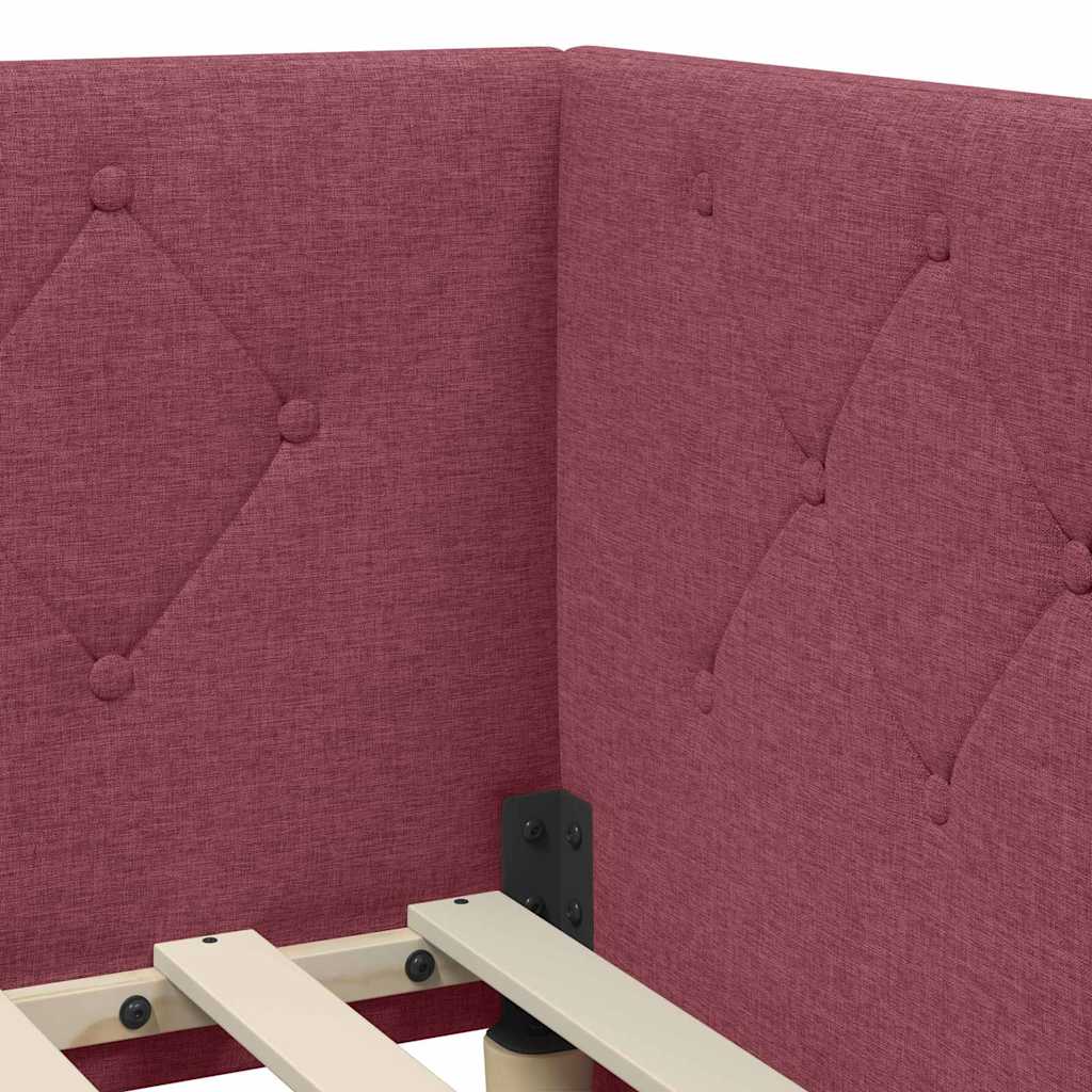 Cornice del letto ad angolo Rosso Vino 90 x 200 cm Tessuto | homemem39