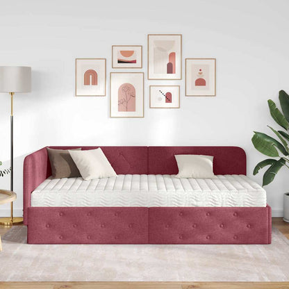 Cornice del letto ad angolo Rosso Vino 90 x 200 cm Tessuto | homemem39