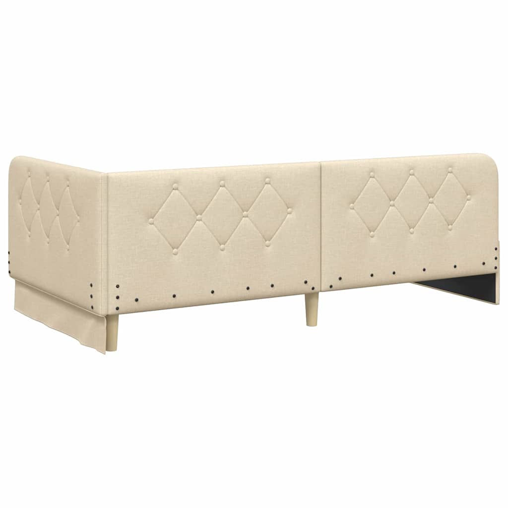 Cornice del letto ad angolo Crema 90 x 200 cm Tessuto | homemem39
