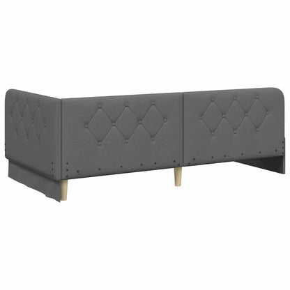 Cornice del letto ad angolo Grigio scuro 100 x 200 cm Tessuto | homemem39