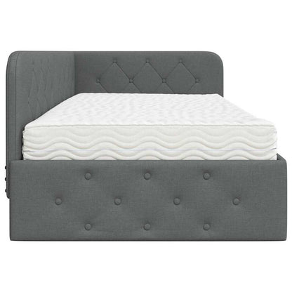 Cornice del letto ad angolo Grigio scuro 100 x 200 cm Tessuto | homemem39
