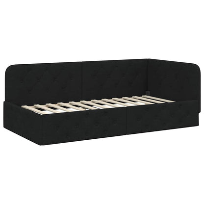 Cornice del letto ad angolo Nero 100 x 200 cm Tessuto | homemem39