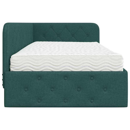 Cornice del letto ad angolo Verde Scuro 100 x 200 cm Tessuto | homemem39