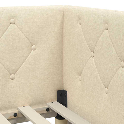 Cornice del letto ad angolo Crema 100 x 200 cm Tessuto | homemem39