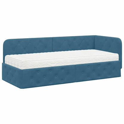 Cornice del letto ad angolo Blu 80 x 200 cm Velluto | homemem39