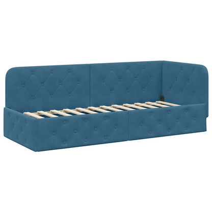 Cornice del letto ad angolo Blu 80 x 200 cm Velluto | homemem39