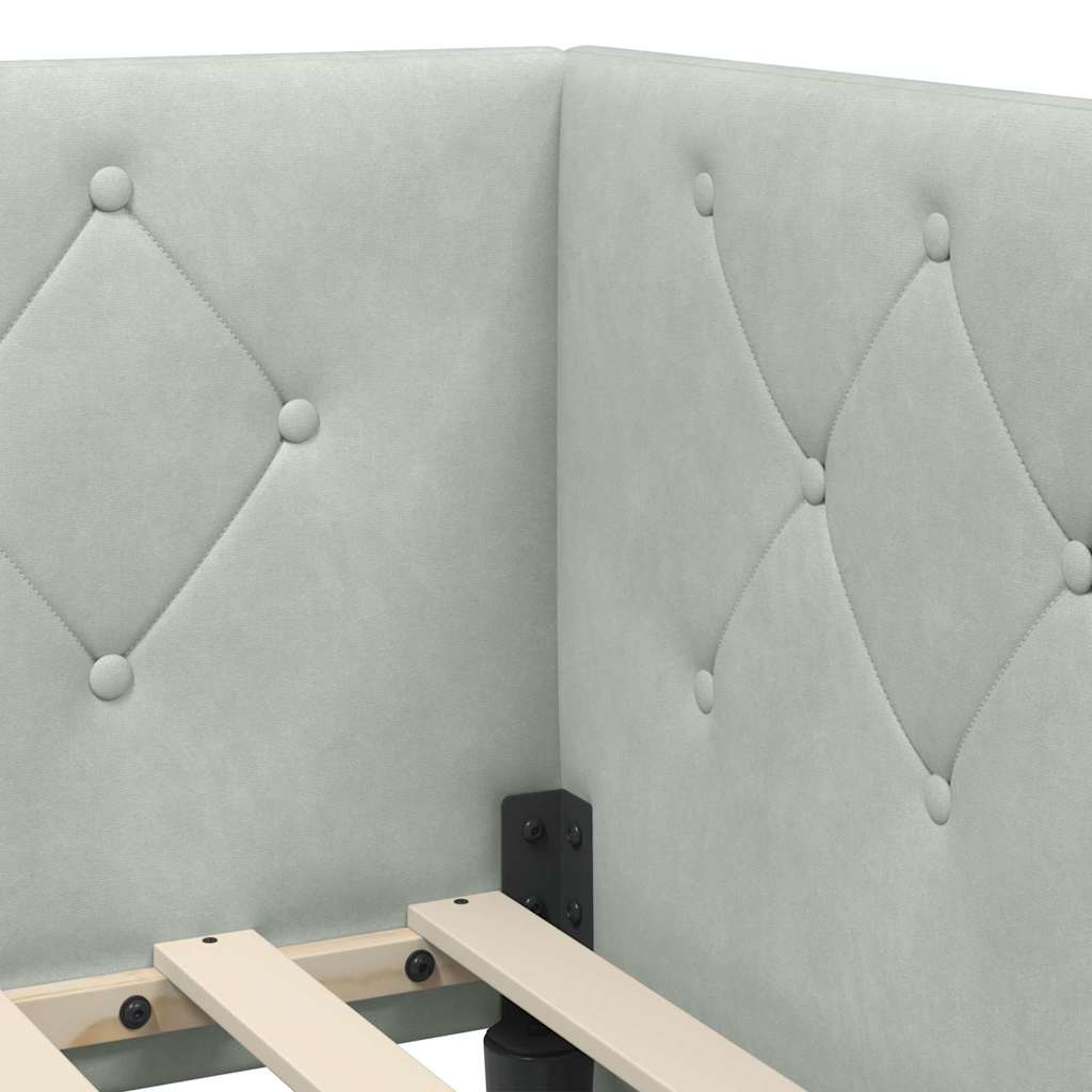Cornice del letto ad angolo Grigio chiaro 80 x 200 cm Velluto | homemem39