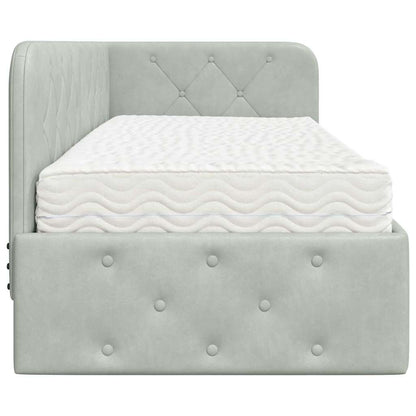 Cornice del letto ad angolo Grigio chiaro 80 x 200 cm Velluto | homemem39