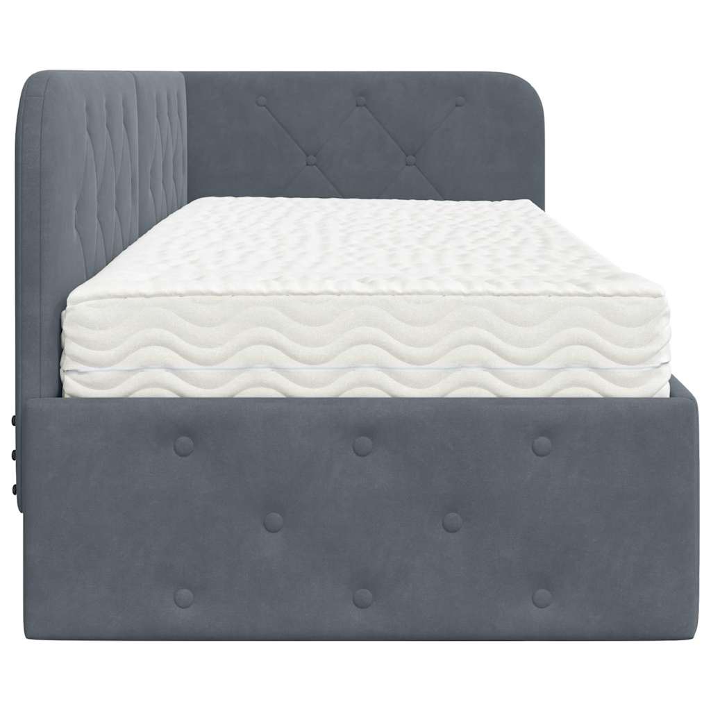 Cornice del letto ad angolo Grigio scuro 80 x 200 cm Velluto | homemem39