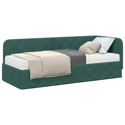 Cornice del letto ad angolo Verde Scuro 80 x 200 cm Velluto | homemem39