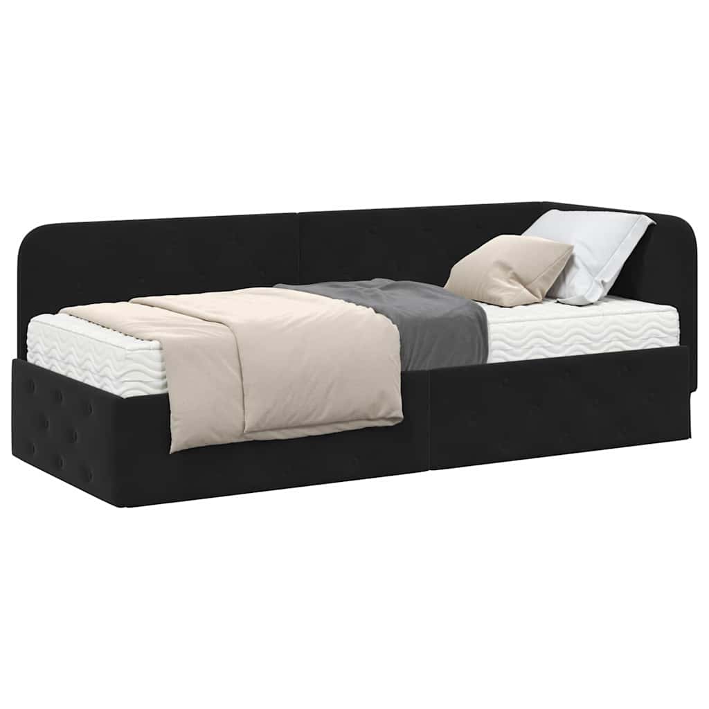 Cornice del letto ad angolo Nero 80 x 200 cm Velluto | homemem39