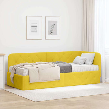 Cornice del letto ad angolo Giallo 80 x 200 cm Velluto | homemem39