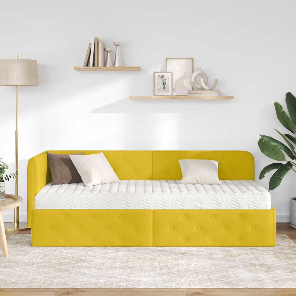 Cornice del letto ad angolo Giallo 80 x 200 cm Velluto | homemem39