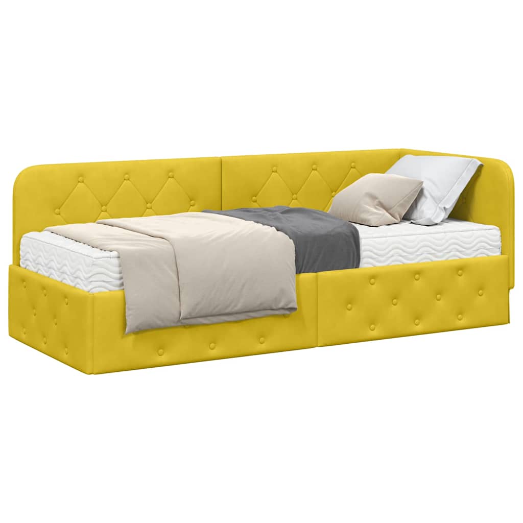 Cornice del letto ad angolo Giallo 80 x 200 cm Velluto | homemem39