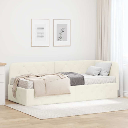 Cornice del letto ad angolo Crema 80 x 200 cm Velluto | homemem39
