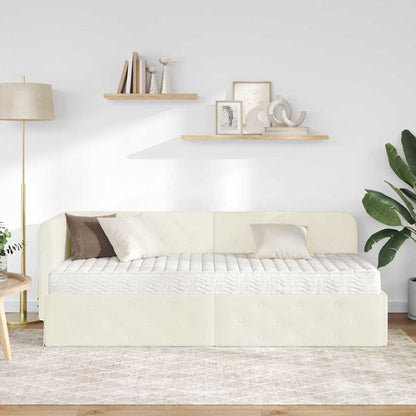 Cornice del letto ad angolo Crema 80 x 200 cm Velluto | homemem39