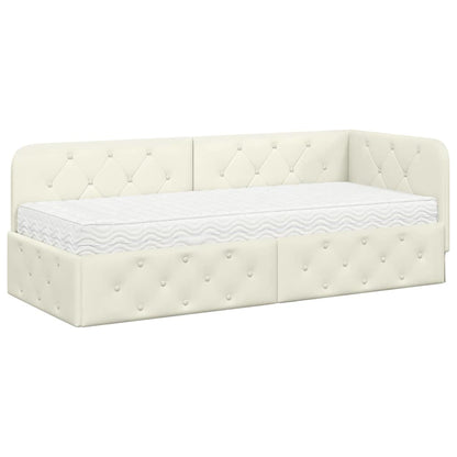 Cornice del letto ad angolo Crema 80 x 200 cm Velluto | homemem39
