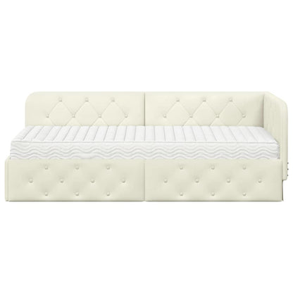 Cornice del letto ad angolo Crema 80 x 200 cm Velluto | homemem39