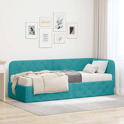 Cornice del letto ad angolo Turchese 80 x 200 cm Velluto | homemem39
