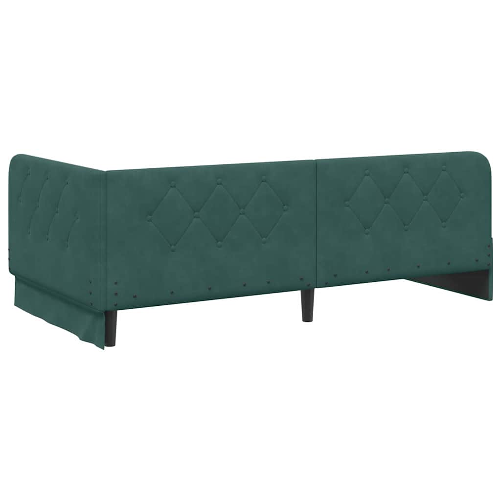 Cornice del letto ad angolo Verde Scuro 90 x 190 cm Velluto | homemem39