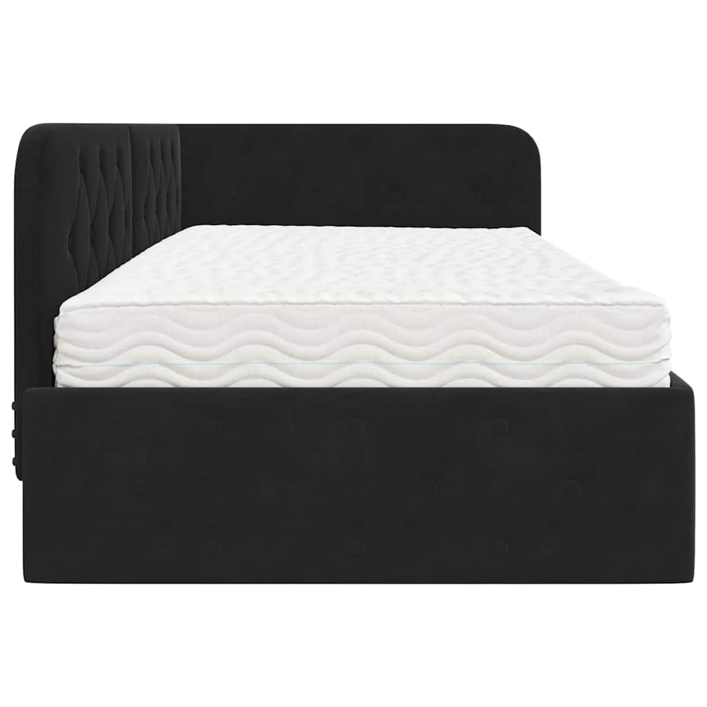 Cornice del letto ad angolo Nero 90 x 190 cm Velluto | homemem39