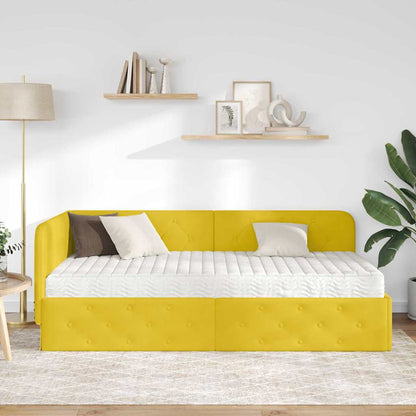 Cornice del letto ad angolo Giallo 90 x 190 cm Velluto | homemem39