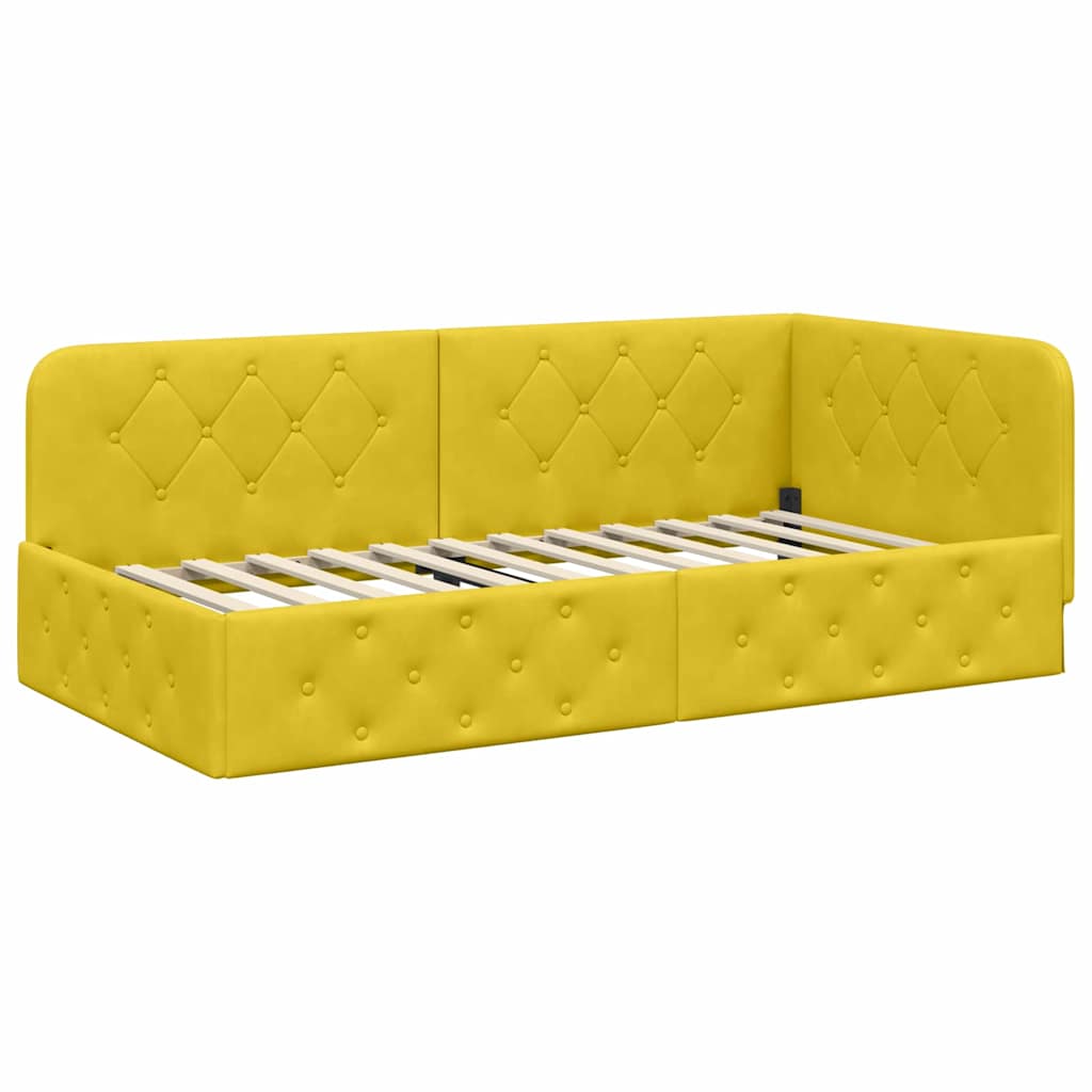 Cornice del letto ad angolo Giallo 90 x 190 cm Velluto | homemem39