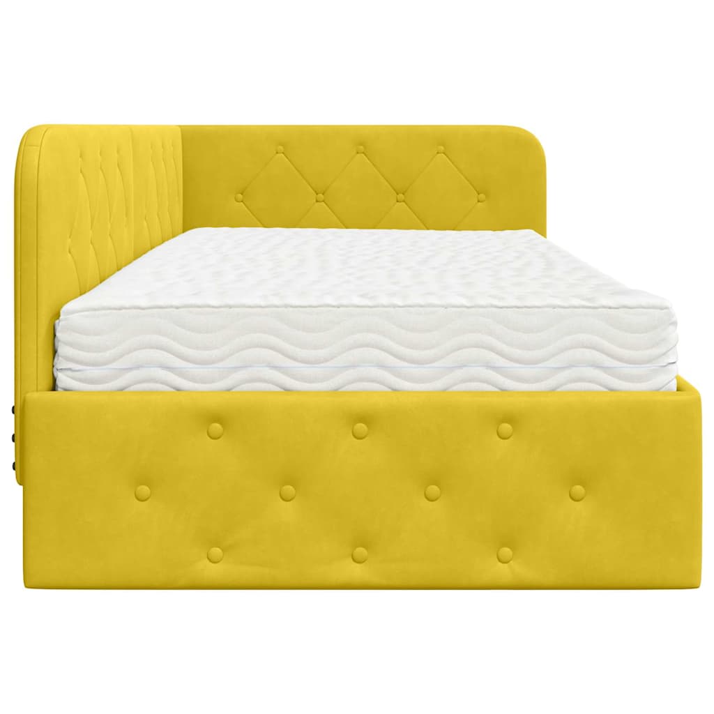 Cornice del letto ad angolo Giallo 90 x 190 cm Velluto | homemem39