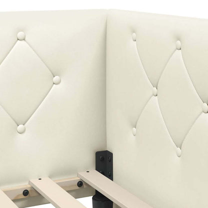 Cornice del letto ad angolo Crema 90 x 190 cm Velluto | homemem39