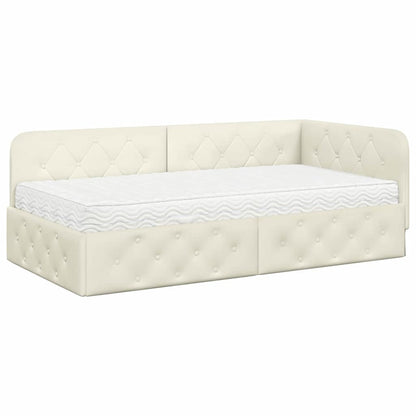 Cornice del letto ad angolo Crema 90 x 190 cm Velluto | homemem39