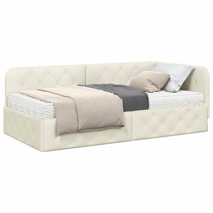 Cornice del letto ad angolo Crema 90 x 190 cm Velluto | homemem39