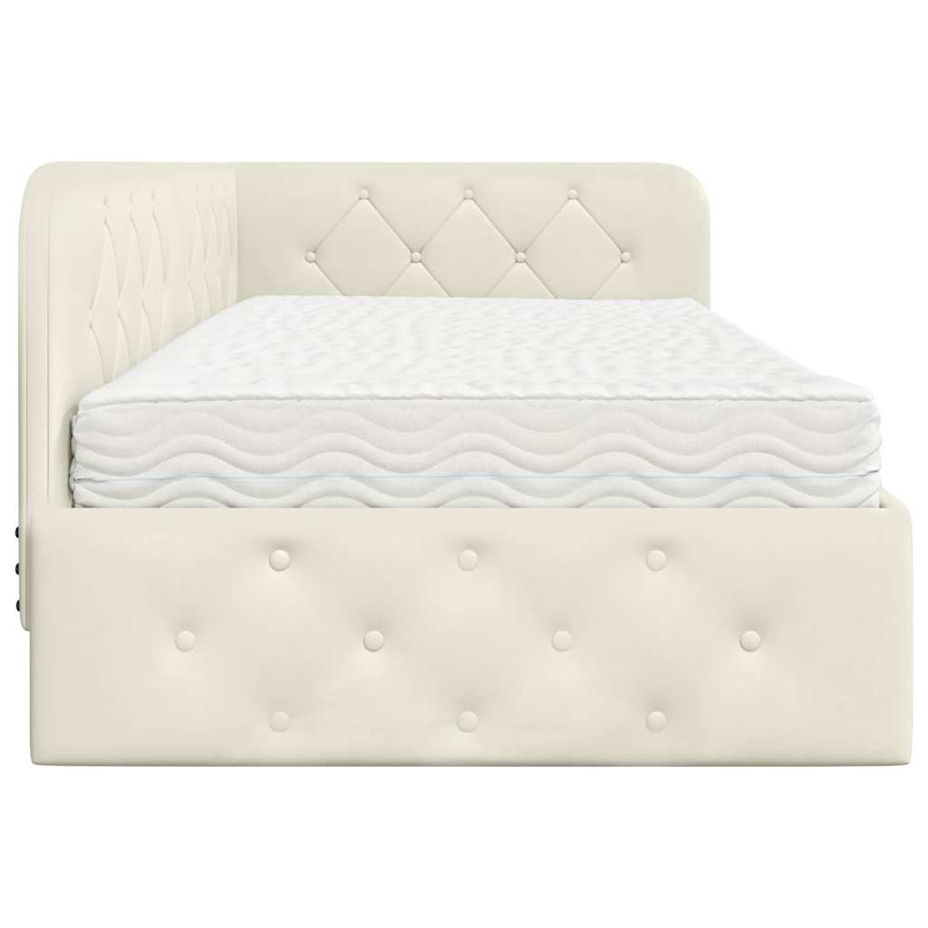 Cornice del letto ad angolo Crema 90 x 190 cm Velluto | homemem39