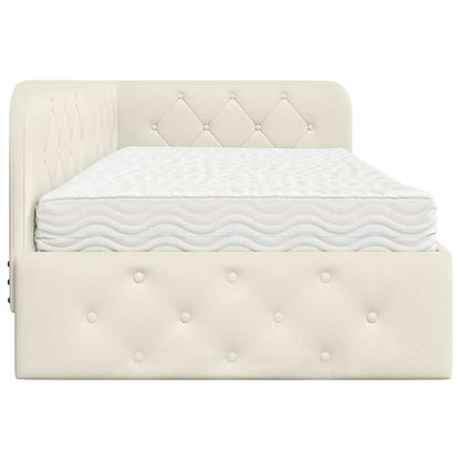 Cornice del letto ad angolo Crema 90 x 190 cm Velluto | homemem39