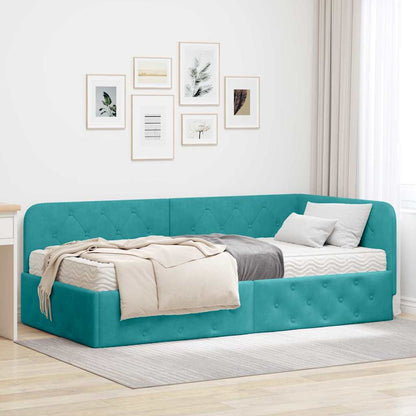 Cornice del letto ad angolo Turchese 90 x 190 cm Velluto | homemem39