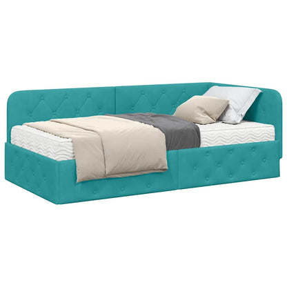 Cornice del letto ad angolo Turchese 90 x 190 cm Velluto | homemem39