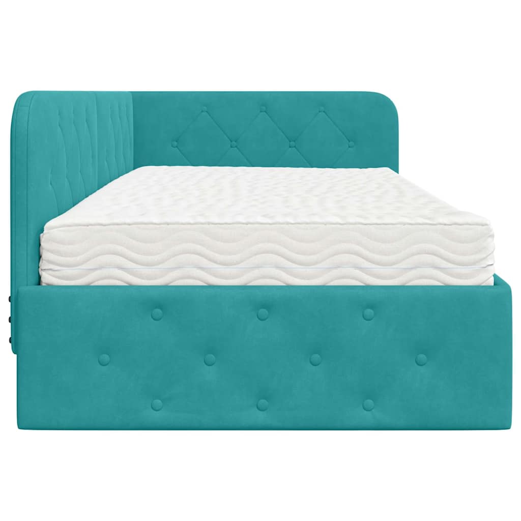 Cornice del letto ad angolo Turchese 90 x 190 cm Velluto | homemem39