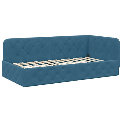 Cornice del letto ad angolo Blu 90 x 200 cm Velluto | homemem39